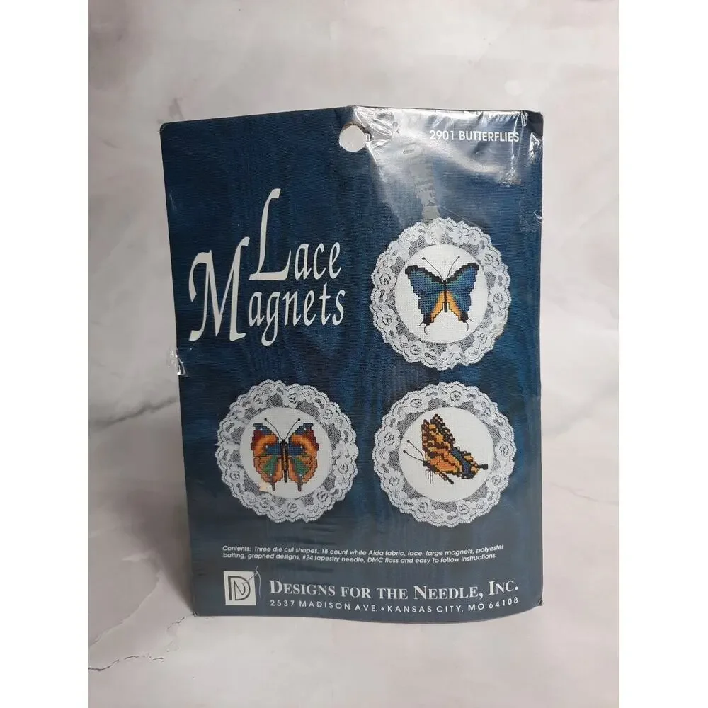 Vintage Designs For The Needle Lace Magnets Butterflies Set of Three